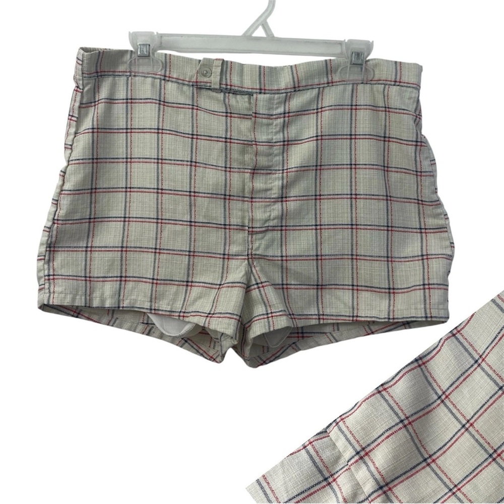 VTG BVD Plaid Swim Trunks 34 Red  Shorts 50s 60s Swimsuit Americana Prep